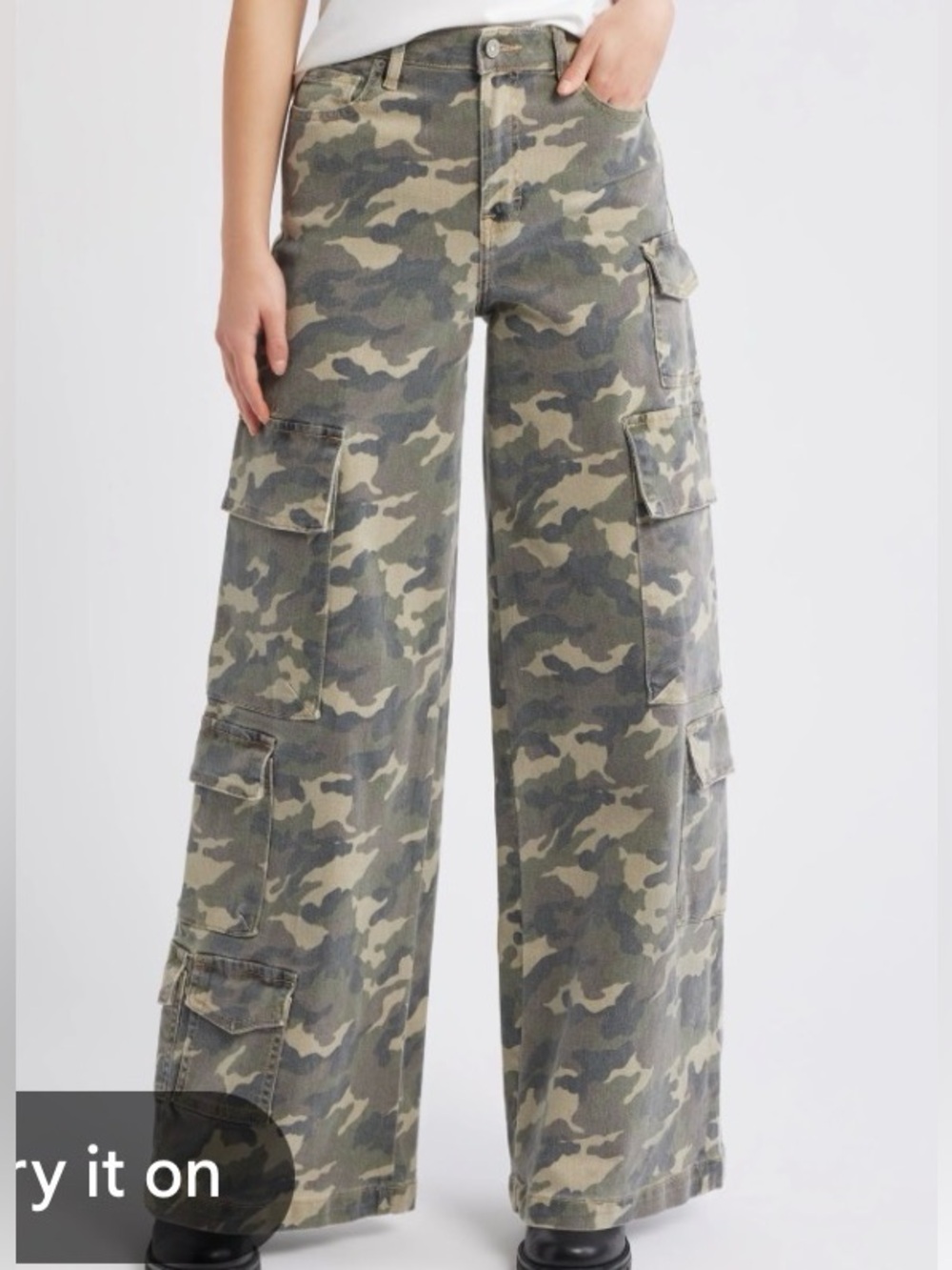 Hidden Nori Wide Leg Camo Cargo Jeans, 24